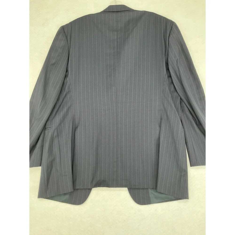 Burberry London Blazer Mens 44 Reg Navy Blue Pinstripe 100% Wool 2-Button Jacket